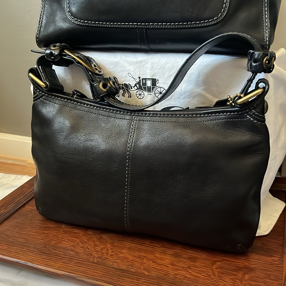 Coach Bleecker Black Leather Set - Shopper, Convertible Duffle, Demi Bag, Wallet - Picture 8 of 15